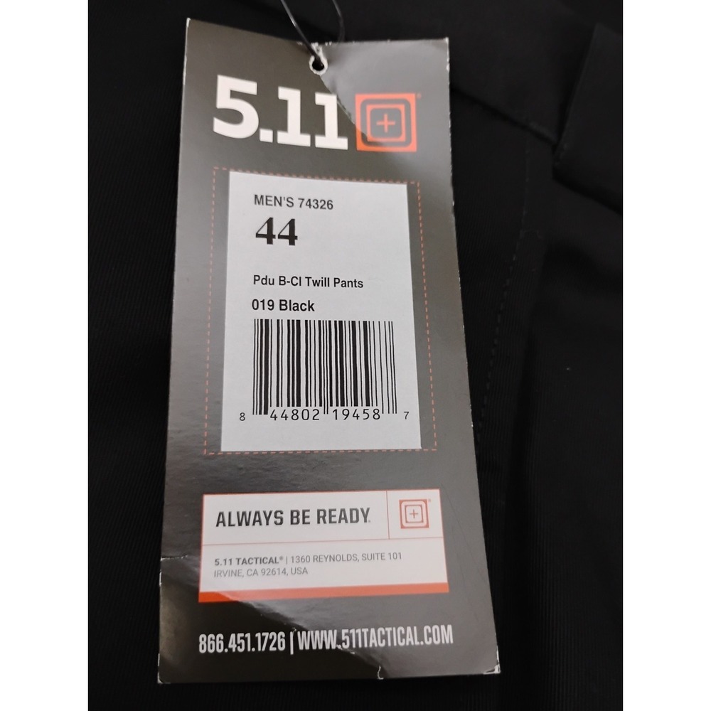 5.11 Tactical 74326 Men's Twill PDU Cargo Class B Pants Black Size 44 Unhemmed - Picture 2 of 9